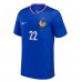 Camisa de Futebol França Theo Hernandez #22 Equipamento Principal Europeu 2024 Manga Curta